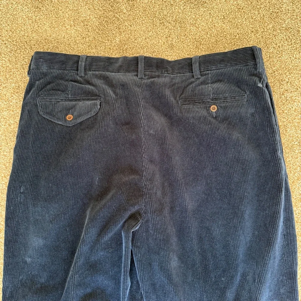 Polo Ralph Lauren Corduroy Pants Mens 40x30 Navy Blue Pleated Cuffed Trousers